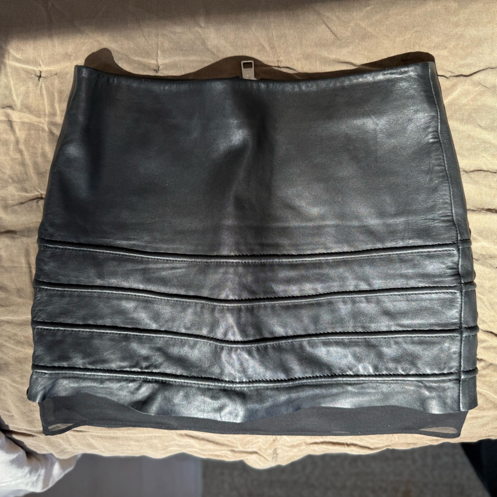 All Saints - Black Leather Skirt